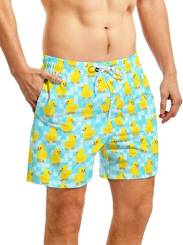 Funny Men's Swim Trunks with Compression Liner 5'' Inseam Quick Dry Beach Shorts Breathable Board Shorts for Men in Kuwait