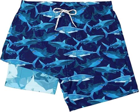 Funny Men's Swim Trunks with Compression Liner 5'' Inseam Quick Dry Beach Shorts Breathable Board Shorts for Men in Kuwait