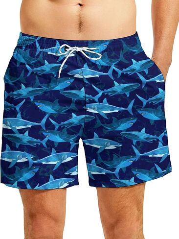 Funny Men's Swim Trunks with Compression Liner 5'' Inseam Quick Dry Beach Shorts Breathable Board Shorts for Men in Kuwait