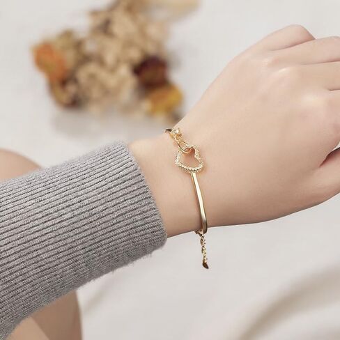 LIU JUN To My Daughter Forever Connected Bracelet From Mom, Infinity Love Cuff You Are Always In Mine Heart Cubic Zirconia Adjustable Womens Inspirational Gift Jewelry in Saudi Arabia