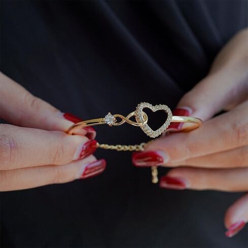 LIU JUN To My Daughter Forever Connected Bracelet From Mom, Infinity Love Cuff You Are Always In Mine Heart Cubic Zirconia Adjustable Womens Inspirational Gift Jewelry in Saudi Arabia