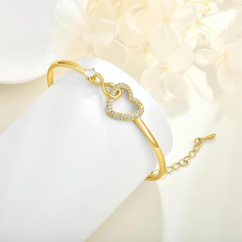 LIU JUN To My Daughter Forever Connected Bracelet From Mom, Infinity Love Cuff You Are Always In Mine Heart Cubic Zirconia Adjustable Womens Inspirational Gift Jewelry in Saudi Arabia