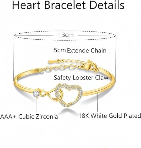 LIU JUN To My Daughter Forever Connected Bracelet From Mom, Infinity Love Cuff You Are Always In Mine Heart Cubic Zirconia Adjustable Womens Inspirational Gift Jewelry in Saudi Arabia