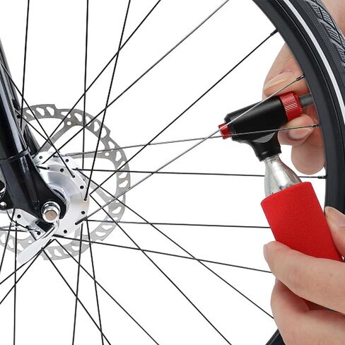 Ctrepower CO2 Bike Tire Inflator - Schrader and Presta Compatible CO2 Bike Pump with Button Design for Airflow Control- 6 x 16g Threaded CO2 Cartridges and Insulated Sleeve Included in Saudi Arabia