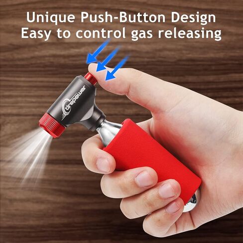 Ctrepower CO2 Bike Tire Inflator - Schrader and Presta Compatible CO2 Bike Pump with Button Design for Airflow Control- 6 x 16g Threaded CO2 Cartridges and Insulated Sleeve Included in Saudi Arabia
