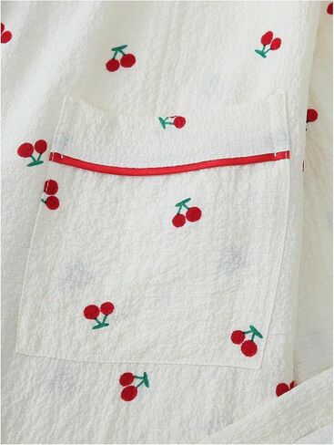 نساء 2 قطعة PJ مجموعة الكرز طباعة بيجاما الأكمام طويلة الأزر in Kuwait