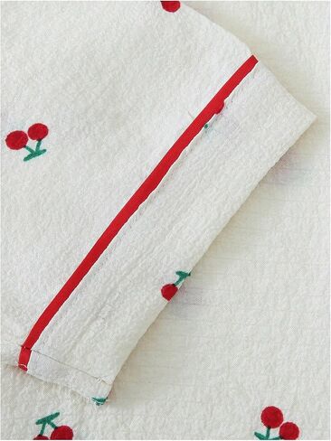 نساء 2 قطعة PJ مجموعة الكرز طباعة بيجاما الأكمام طويلة الأزر in Kuwait