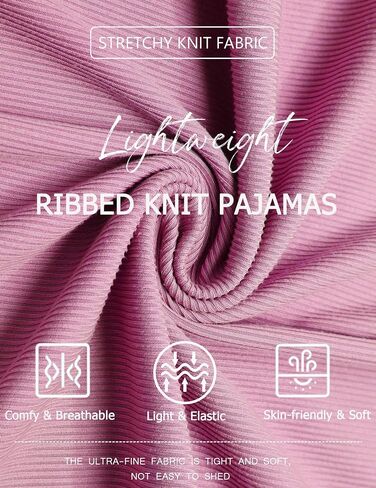 Ekouaer Womens Ribbed Knit Pajama Sets 2 Piece Short Sleeve Pjs Cute Pajamas Ruffle Lounge Sets Soft Sleepwear Set S-XXL in Saudi Arabia