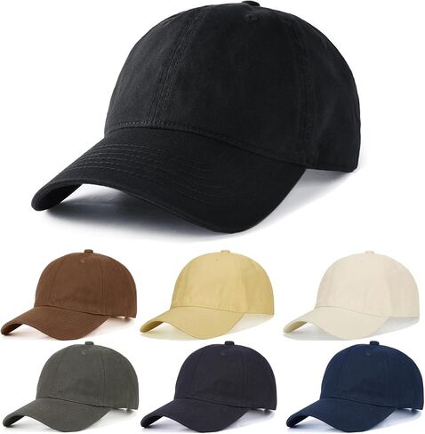 6Pack Unisex Vintage Washed Cotton Baseball Cap Soft Unconstructed Plain Blank Adjustable Size Dad Hat in Kuwait
