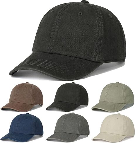 6Pack Unisex Vintage Washed Cotton Baseball Cap Soft Unconstructed Plain Blank Adjustable Size Dad Hat in Kuwait