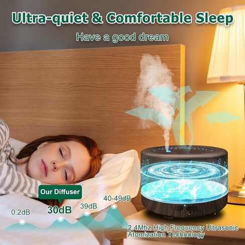 Diffusers for Essential Oils Large Room with R/C,600ml Essential Oil Diffusers for Home,Waterless Auto Off 7 Colors Changed 3 Mist Modes,Cool Mist Humidifiers for House Bedroom Decor,Gifts,Dark Wood in Saudi Arabia