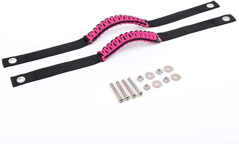 Savadicar 2 Pack Roll Bar Grab Handles for 2018-2024 Jeep Wrangler JL JLU 4XE & Gladiator JT, Roof Top Paracord Handle for Secure Grip, Essential Interior Accessories, Pink in Kuwait