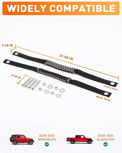 SavadiCar 2 Pack Roll Bar Grab Bandles لعام 2018-2024 Jeep Wrangler JL Jlu 4xe & Gladiator JT ، مقبض Paracord Top Roof للقبضة الآمنة ، الملحقات الداخلية الأساسية ، الوردي in Kuwait