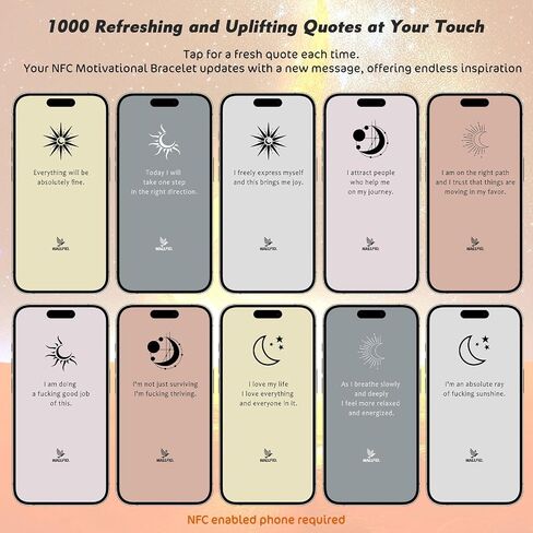 WALLFID Inspirational Bracelets for Women with NFC,2 Piece Set with 1000 Motivational Quotes,Motivational Bracelets,Inspirational Gifts for Women,Affirmation Cards,Unisex in Saudi Arabia