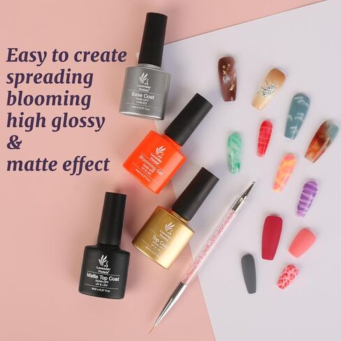 Lavender Violets 42 Pcs Gel Nail Polish Set with 36 Gel polish Colors Coat, 6 Bottles of Base top Coat, Glossy Matte Diamond Shine Glow in the Dark Top Coat for Nail Art C950 in Saudi Arabia