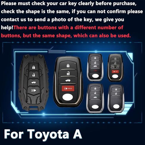Zinc Alloy Key Fob Cover,Keychain,Full Protection Car Key Case for Toyota Venza Sienna Tundra Prius RAV4 Prime Land Cruiser Corolla Highlander 2025 Camry Keyshell Accessories(NO.038 Black) in Saudi Arabia