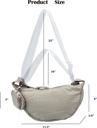 Crossbody Bag with Coin Purse Hobo Sling Crescent Bag Women Men Trendy Small Nylon Shoulder Bag Purse Adjustable Strap in Saudi Arabia