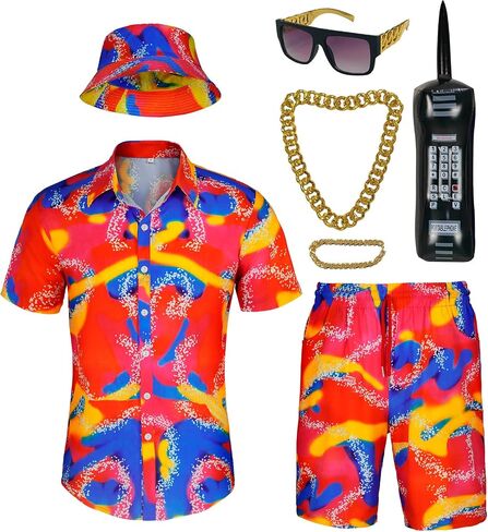 Men's 80s Outfit Set Retro Party Costume with Accessories in Saudi Arabia