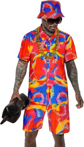Men's 80s Outfit Set Retro Party Costume with Accessories in Saudi Arabia