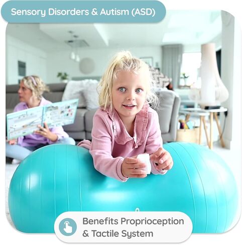 BABYGO® Sensory Peanut Ball for Kids Children | Autism Therapy Calming Development Activities Motor Skills Special Needs | Exercise Book & Pump Included | Anti Burst 45cm in Kuwait