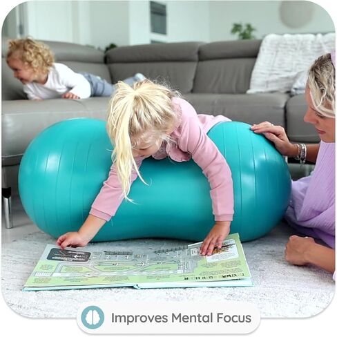 BABYGO® Sensory Peanut Ball for Kids Children | Autism Therapy Calming Development Activities Motor Skills Special Needs | Exercise Book & Pump Included | Anti Burst 45cm in Kuwait