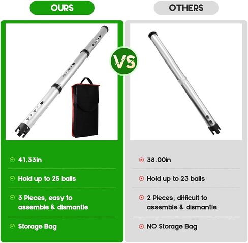 River Hill Golf Golf Ball Retriever, Aluminum Alloy Picker Upper Tube, 23 Golf Balls Shagger Grabber, 38.6 Inch Ball Collector, Pickup Tool Device for Men Women in Kuwait