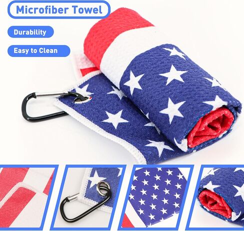 Golf Club Brush and Amercian Flag Golf Towels, Golf Groove Cleaner Cleaning kit, Golf Accessories Cleaner Tool with Strong Magnet Stick to Golf Clubs or Bag in Kuwait