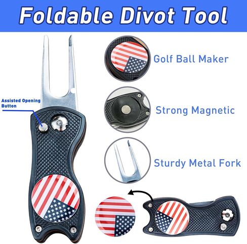 Golf Club Brush and Amercian Flag Golf Towels, Golf Groove Cleaner Cleaning kit, Golf Accessories Cleaner Tool with Strong Magnet Stick to Golf Clubs or Bag in Kuwait