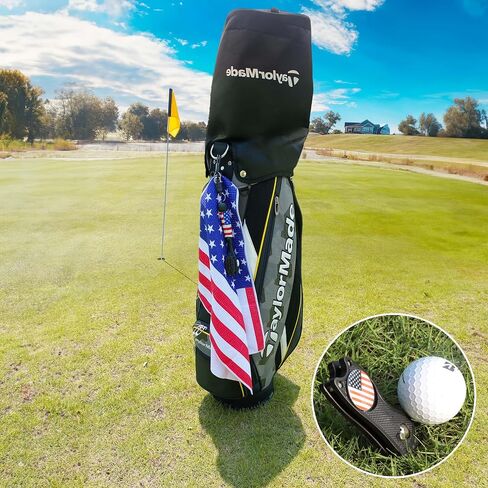 Golf Club Brush and Amercian Flag Golf Towels, Golf Groove Cleaner Cleaning kit, Golf Accessories Cleaner Tool with Strong Magnet Stick to Golf Clubs or Bag in Kuwait