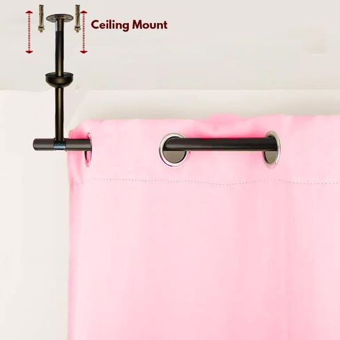 Curtain Rod Ceiling Extender-Mount Bracket-Black and Silver -Large Size-12-14-16-18-20 inch Height Options Fitting Rods 1 Inch or Less (Black, 18 inch) in Saudi Arabia