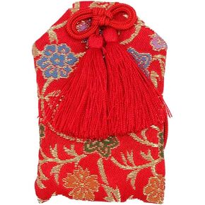 Japanese Omamori Red for Statues Formed of Lotus Leaf Good Luck Charms