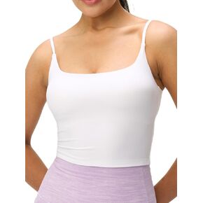 Womens Scoop Neck Longline Padded Sports Bra Adjustable Strappy Butter Workout Crop Tank Top,Light Compression