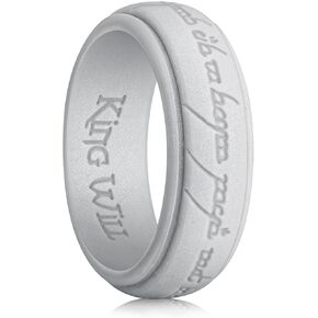 King Will Silicone Wedding Band for Men-8mm Silicone One Ring with Magic Pattern Design Available in Bronze/Gold/Silver Breathable Rubber Wedding Ring Comfort Fit Size 8-14