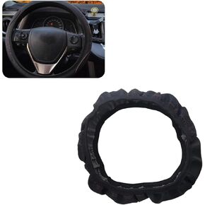 Car Steering Wheel Cover, Fiber Leather Heated Steering Wheel Cover, Non-Slip Snug Fit Breathable Steering Wheel Cover Men, Universal for Most Cars Trucks (Black)
