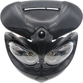 Motorcycle Street Fighter Black Headlight Fairing Light Lamp Yellow Amber Color (Black)