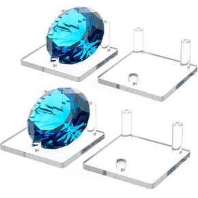 Jusalpha 4 PC Clear Acrylic Rock Display Stand - عرض Three -Peg Easel يقف على Geodes Geodes Rock المعدنية الأحفورية ، وقصة شاشة Crystal مع قاعدة مربعة (صغيرة)