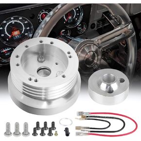 5 & 6 Hole Steering Wheel Hub Adapter Fit for GM Chevy Flaming River Jeep Ididit Buick Jeep Oldsmobile Pontiac, Silver