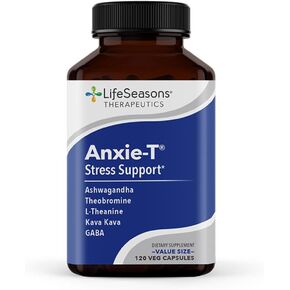 Anxie-T Plus - Extra Strength Stress Relief Supplement - Supports Mood & Mental Focus - Feel Calm and Relaxed - Eases Tension & Nervousness - Ashwagandha, Kava Kava, GABA & L-Theanine - 60 Capsules