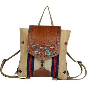 Myra Bag Western Leather Backpack Bag for Women - Flapover Upcycled Cowhide Bag Lucent