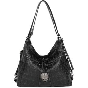 حقيبة اليد 3Ways ومحفظة للنساء punk skull tote satchel حقيبة الكتف على المقبض العلوي