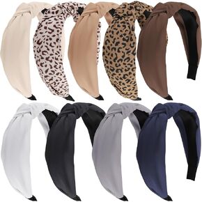 Funtopia Knotted Headbands for Women Girls, 9 Pcs Wide Plain Turban Headband Fashion Cross Knot Hair Bands with Solid Colors in Saudi Arabia