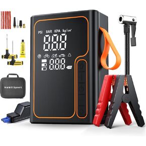 Jump Starter with Air Compressor, 150PSI 6000A Car Battery Jump Starter Portable Tire Inflator Jump Box(All Gas/12L Diesel), 16.8V Jumper Starter Cable with LED Emergency Light, Storage Case