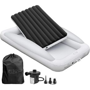 ELTOW Inflatable Toddler Travel Bed with Safety Bumpers, Portable Toddler Bed for Travel & Camping, Complete Kids Air Mattress Set, Toddler Blow Up Mattress with Sides, High Speed Pump, Carry Bag in Kuwait