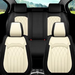 Car Seat Covers Full Set, 5 Seat Covers for Cars, Car Seat Protector Waterproof, Luxury Leather Car Seat Cushion, Car Seat Covers Front Seats and Back Fit for Most Cars (Gray, Full Set)