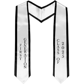 First Generation Graduation Stole 72'' Class of 2025 Graduation Sash for Graduation Gift (Black&White)