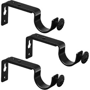 3pcs Brackets for Curtain Rods Over Blinds, No Drilling Adjustable Bracket Rod Holder Support Mounted on Fit for 1.3-2 Inches Rectangle Headrail No Drill and Tools Required