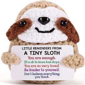 Positive Crochet Animals Sloth - Handmade Little Reminders Emotional Uplifting Support Mental Health Knitted Sloth for Women College Student Birthday Graduation Christmas Stocking Stuffers
