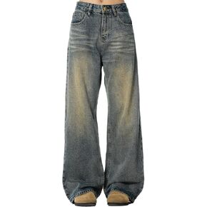 Wide Leg Jeans Men Y2k Baggy Hip Hop Grey Jeans Casual Loose Fit Skater Denim Pants Vintage Oversized Pants Streetwear