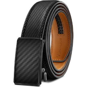 BULLIANT Men Belt-Ratchet Leather Adjustable Belt tailless For Gift Men Dress Casual Jeans 1 3/8" Hiding Tail-Cut For Fit