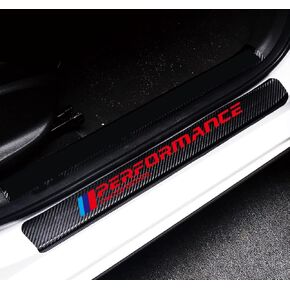 Duoles 4Pcs for BMW 3 4 5 6 7 Series X1 X3 X5 M F30 E36 Accessories Door Sill Protector Reflective 4D Carbon Fiber Leather M Sticker Door Entry Guard Stickers for BMW (Red)
